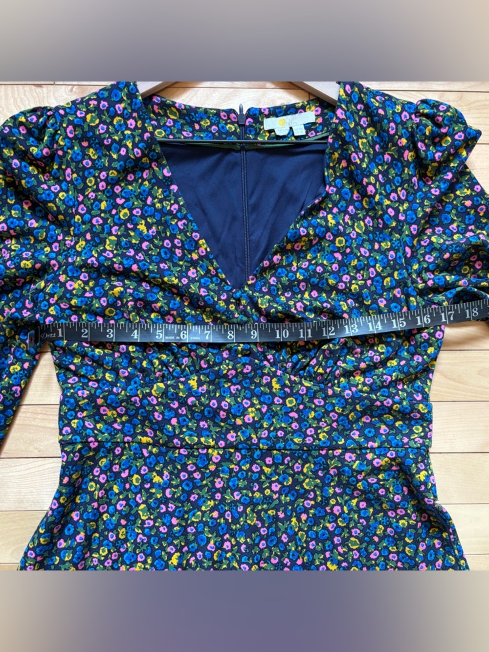 Boden Floral V-Neck Long Sleeve Dress With Pockets Size 8L - Picture 5 of 7